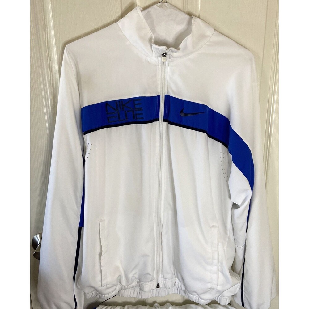 Vintage Nike Elite Zip Up Lined Tracksuit Set White Blue XL Top/L Pant Y2K